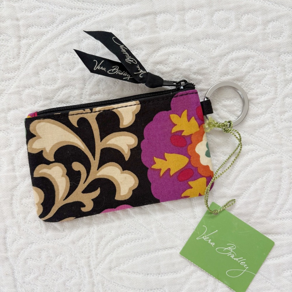 Vera Bradley 3x5 Zip ID Case Keychain, Colorful Suzani Print